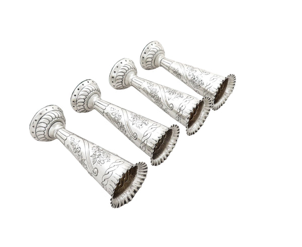 Set of 4 Antique Victorian Sterling Silver Vases 1891