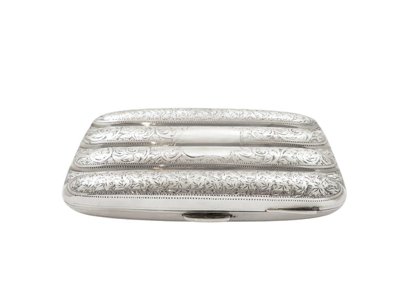 Antique Edwardian Sterling Silver 4 Tube Cigar Case 1906