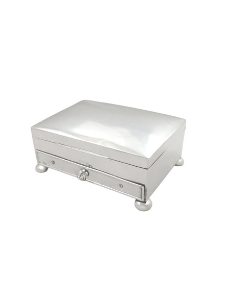 Antique Edwardian Sterling Silver Cigarette/Table/Card Box with Drawer 1901