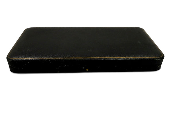 Pair of Antique Victorian Sterling Silver Pierced Serving Spoons in Case 1899