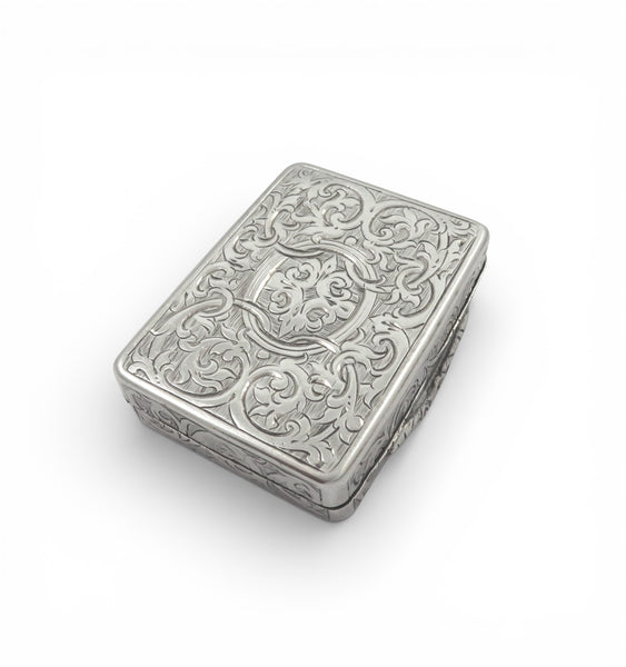 Antique Victorian Sterling Silver Snuff / Pill Box 1860