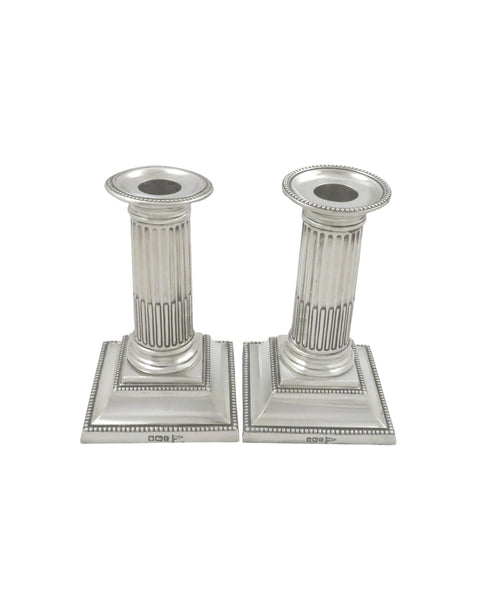 Pair of Antique Edwardian Sterling Silver 5" Candlesticks 1909