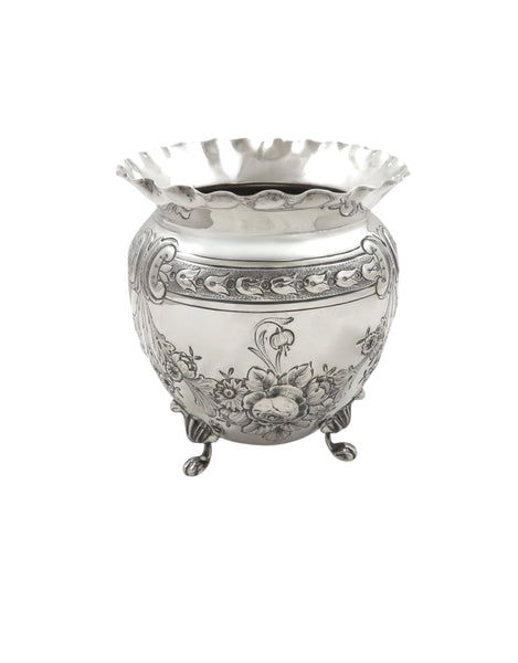 Antique Edwardian Sterling Silver Planter / Pot 1902