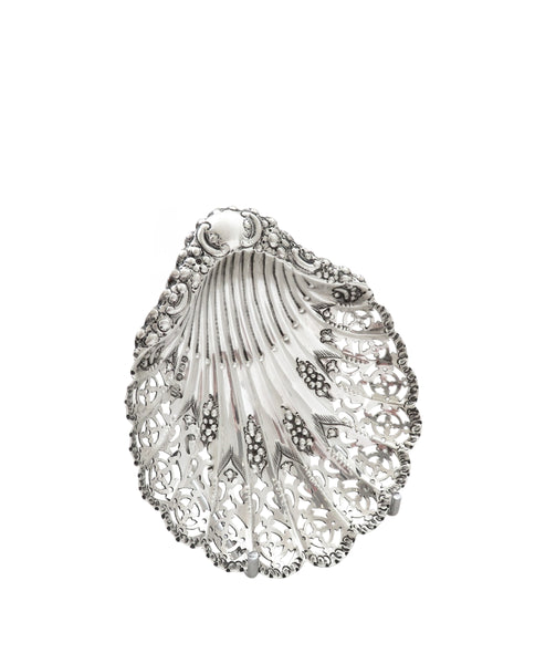 Antique Victorian Sterling Silver Pierced Shell Dish 1896