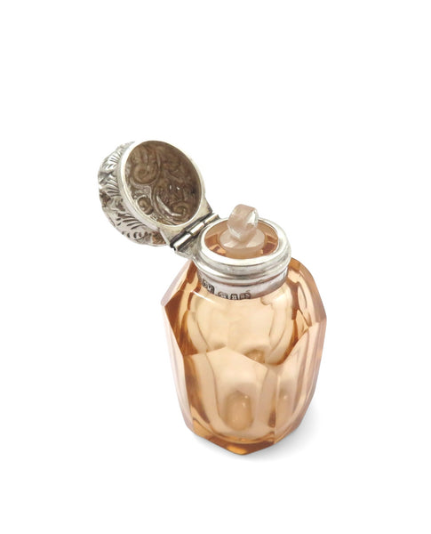 Antique Victorian Sterling Silver & Cut Glass Perfume / Scent Bottle 1894