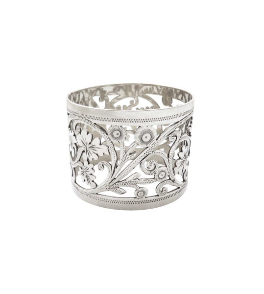 Antique Edwardian Sterling Silver Pierced Napkin Ring in Case 1907