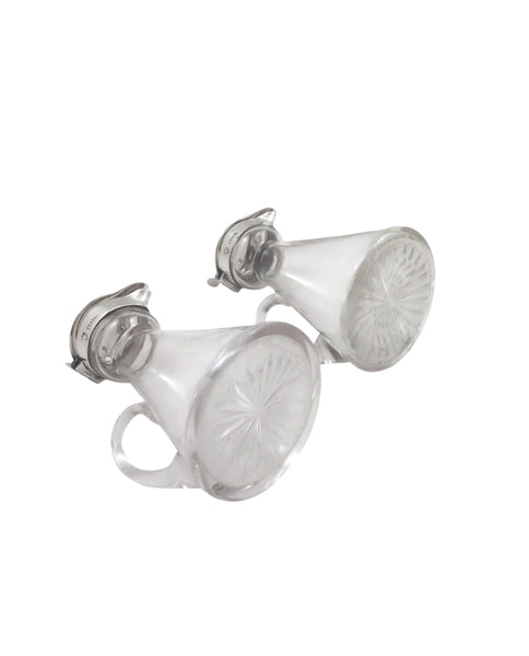 Pair of Antique Sterling Silver & Glass Whisky Noggins / Jugs 1924