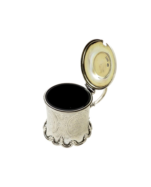 Antique Victorian Sterling Silver Mustard Pot with Liner 1860