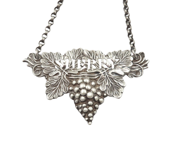 Antique Victorian Sterling Silver 'Sherry' Decanter / Bottle Label 1835