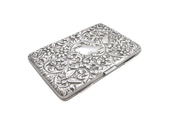 Antique Victorian Sterling Silver Card Case with Butterflies 1900