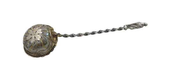 Antique Victorian Sterling Silver Sugar Bowl & Sifter Spoon in Case 1875