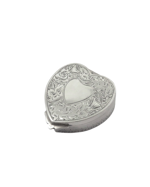 Antique Edwardian Sterling Silver 'Heart' Trinket/Pill Box 1901