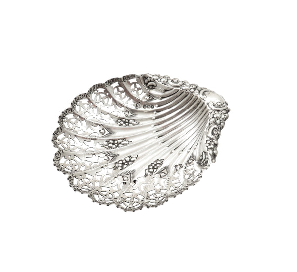 Antique Victorian Sterling Silver Pierced Shell Dish 1896