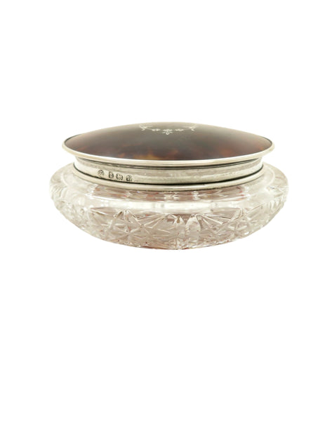 Antique Sterling Silver & Tortoiseshell Lid Vanity Jar 1930