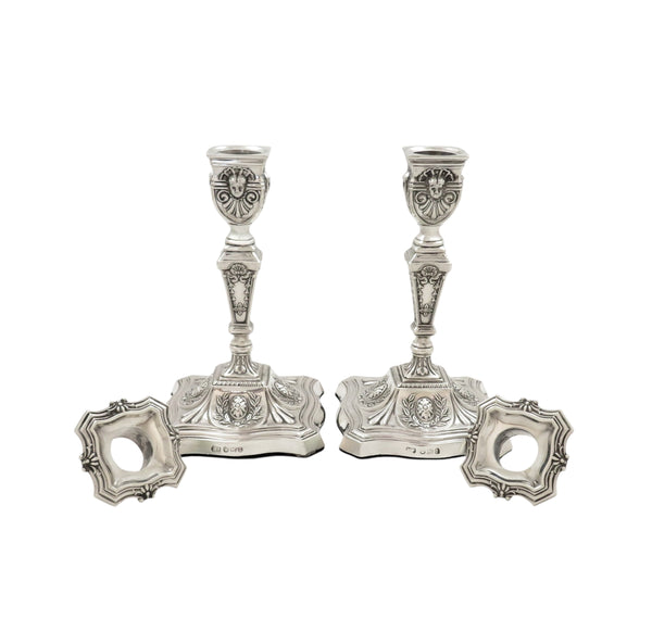 Pair of Antique Victorian Sterling Silver 6" Candlesticks 1897
