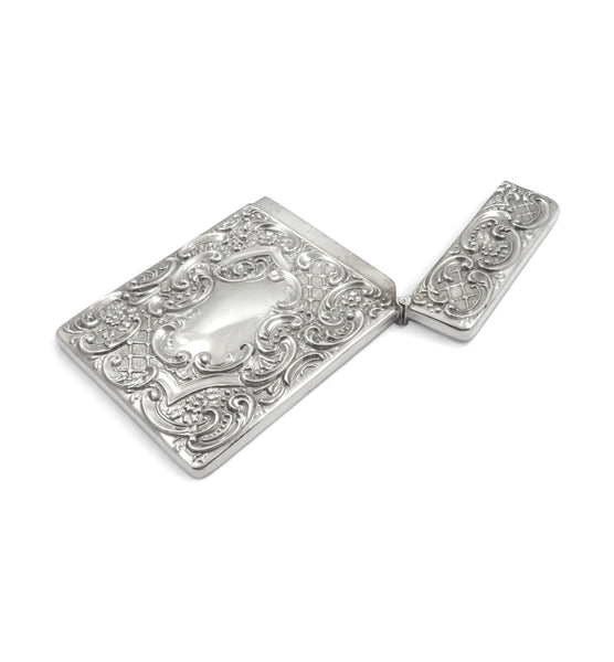 Antique Edwardian Sterling Silver 'Stag' Card Case 1910