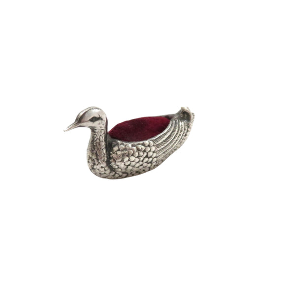 Antique Edwardian Sterling Silver 'Duck' Pin Cushion 1907
