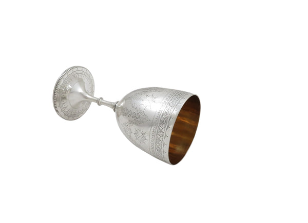 Antique Victorian Sterling Silver 6 3/4" Wine Goblet 1865