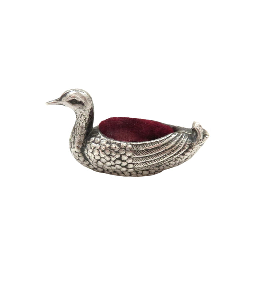 Antique Edwardian Sterling Silver 'Duck' Pin Cushion 1907