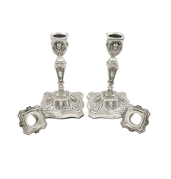 Pair of Antique Victorian Sterling Silver 6" Candlesticks 1897