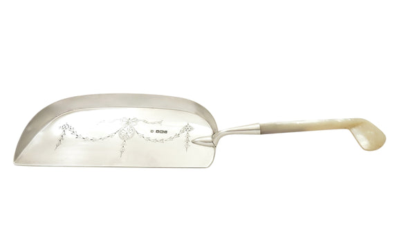 Antique Edwardian Sterling Silver & Mother of Pearl 'Golf Club' Crumb Tray 1910