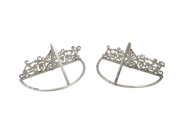 Pair of Antique Victorian Sterling Silver Menu / Name Card Holders 1900