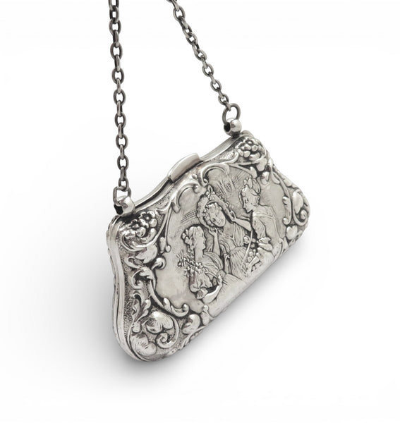 Antique Sterling Silver 'Three Ladies' Purse 1914
