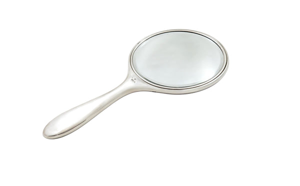 Antique Art Deco Sterling Silver & Blue Enamel Hand Mirror 1929