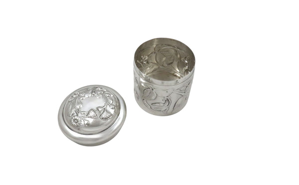 Antique Art Nouveau Sterling Silver Vanity Pot 1921