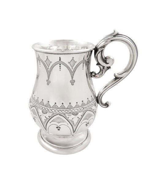 Antique Victorian Sterling Silver Pint Mug / Tankard 1874