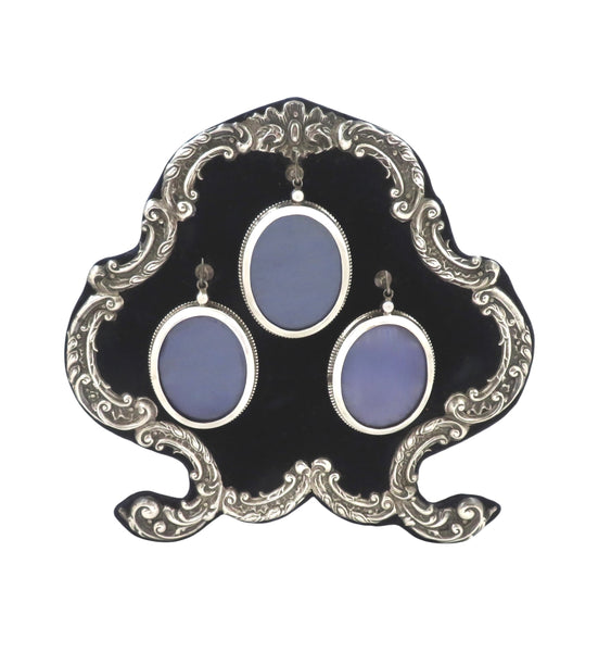 Unusual Antique Edwardian Sterling Silver Triple Photo Frame 1901