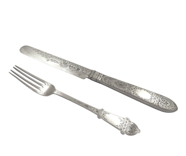 Antique Victorian Sterling Silver Christening Set 1890