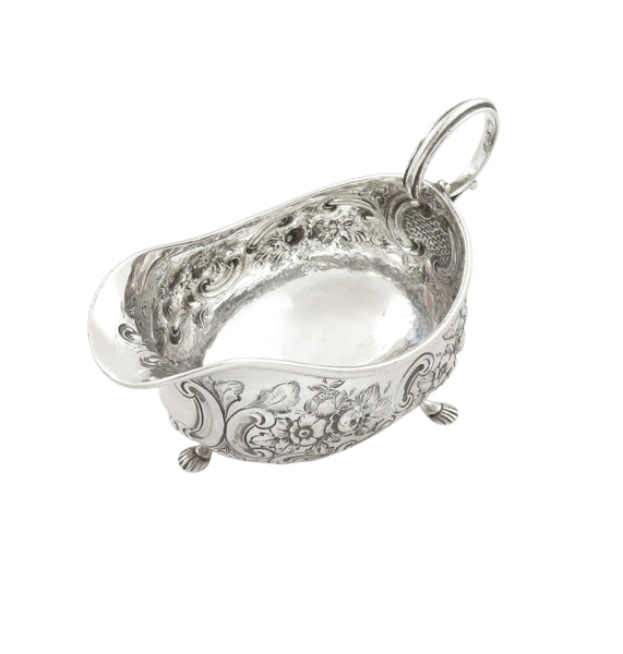 Antique Victorian Sterling Silver Gravy Jug / Sauce Boat 1890