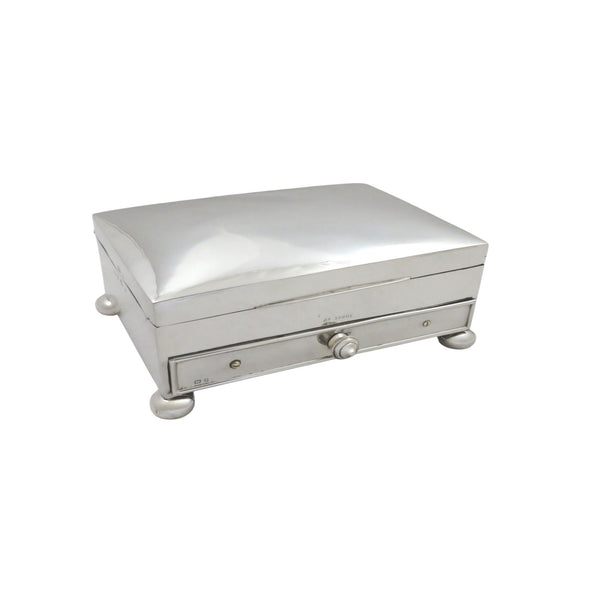 Antique Edwardian Sterling Silver Cigarette/Table/Card Box with Drawer 1901