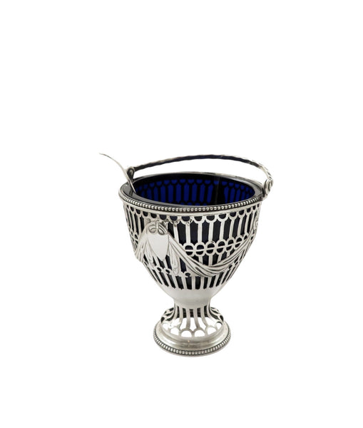 Antique Georgian Sterling Silver Sugar Basket with Sifter Spoon 1774