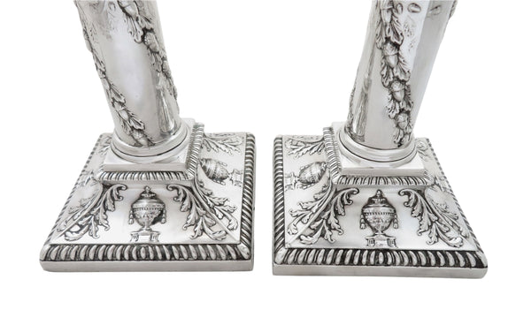 Pair of Antique Victorian Sterling Silver Candlesticks 1897