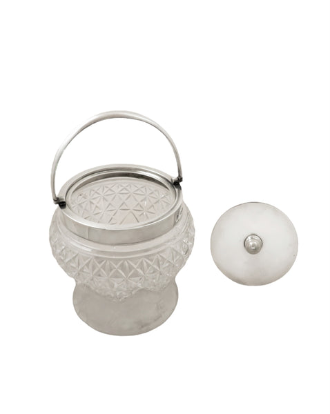 Antique Edwardian Sterling Silver & Cut Glass Biscuit Jar / Caddy 1907