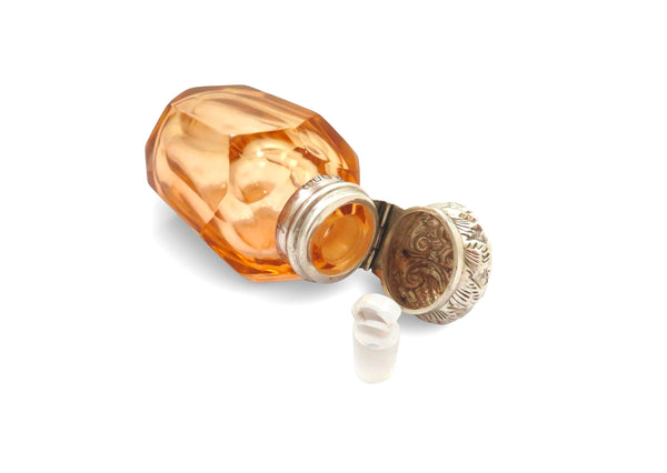 Antique Victorian Sterling Silver & Cut Glass Perfume / Scent Bottle 1894