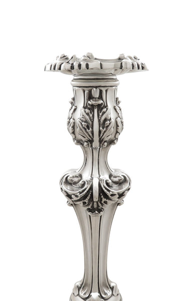 Pair of Antique Georgian Sterling Silver 11" Candlesticks 1820