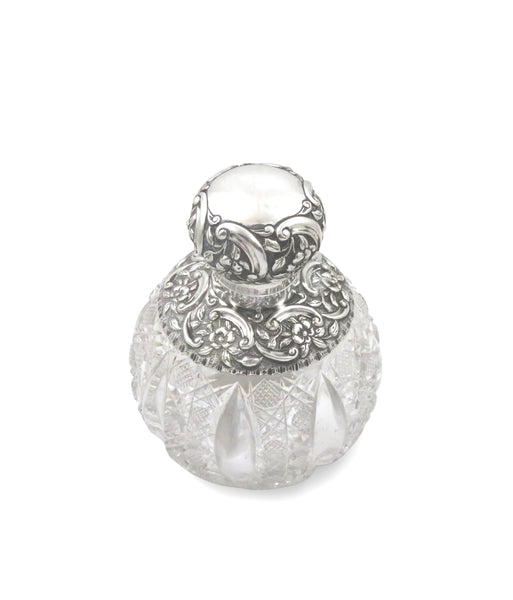 Antique Victorian Sterling Silver & Cut Glass 6" Scent / Perfume Bottle 1896