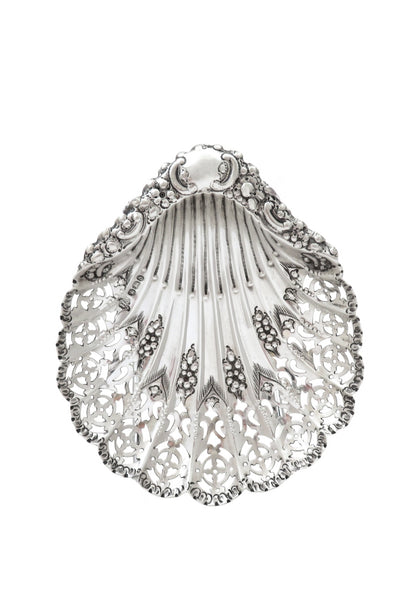 Antique Victorian Sterling Silver Pierced Shell Dish 1896