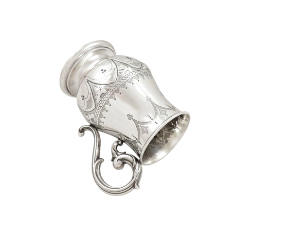 Antique Victorian Sterling Silver Pint Mug / Tankard 1874