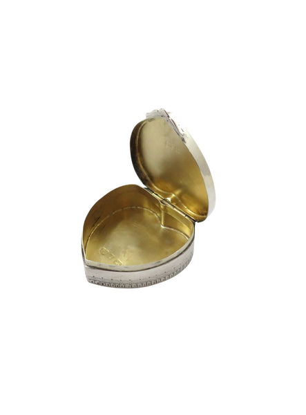 Antique Edwardian Sterling Silver 'Heart' Trinket/Pill Box 1901