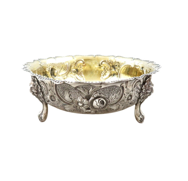 Antique Victorian Sterling Silver Sugar Bowl & Sifter Spoon in Case 1875