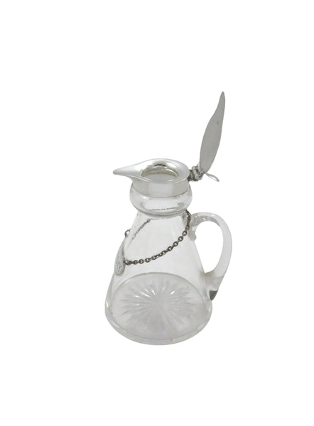 Antique George V Sterling Silver & Glass Whisky Noggin / Jug 1935
