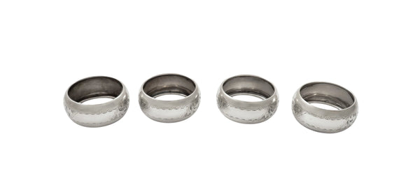 Set of 4 Antique George V Sterling Silver Napkin Rings in Case 1912