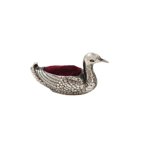 Antique Edwardian Sterling Silver 'Duck' Pin Cushion 1907