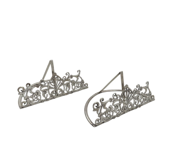 Pair of Antique Victorian Sterling Silver Menu / Name Card Holders 1900