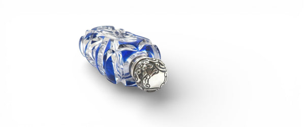 Antique Victorian Sterling Silver & Blue Overlay Glass Scent / Perfume Bottle 1898