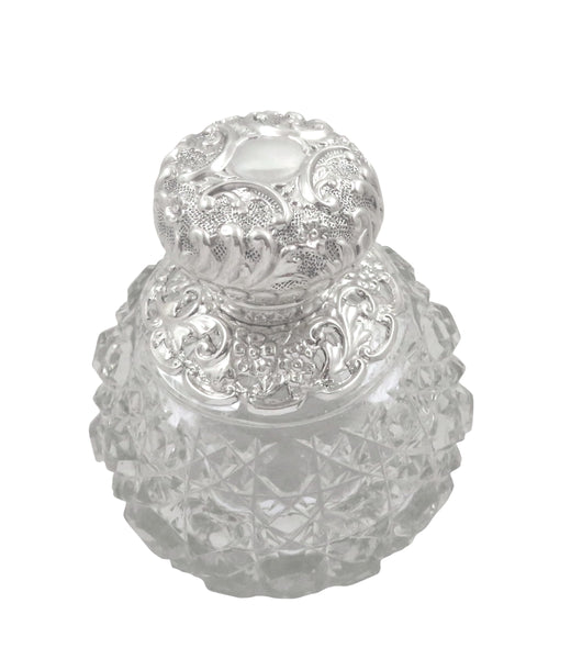 Antique Edwardian Sterling Silver & Cut Glass Scent / Perfume Bottle 1901